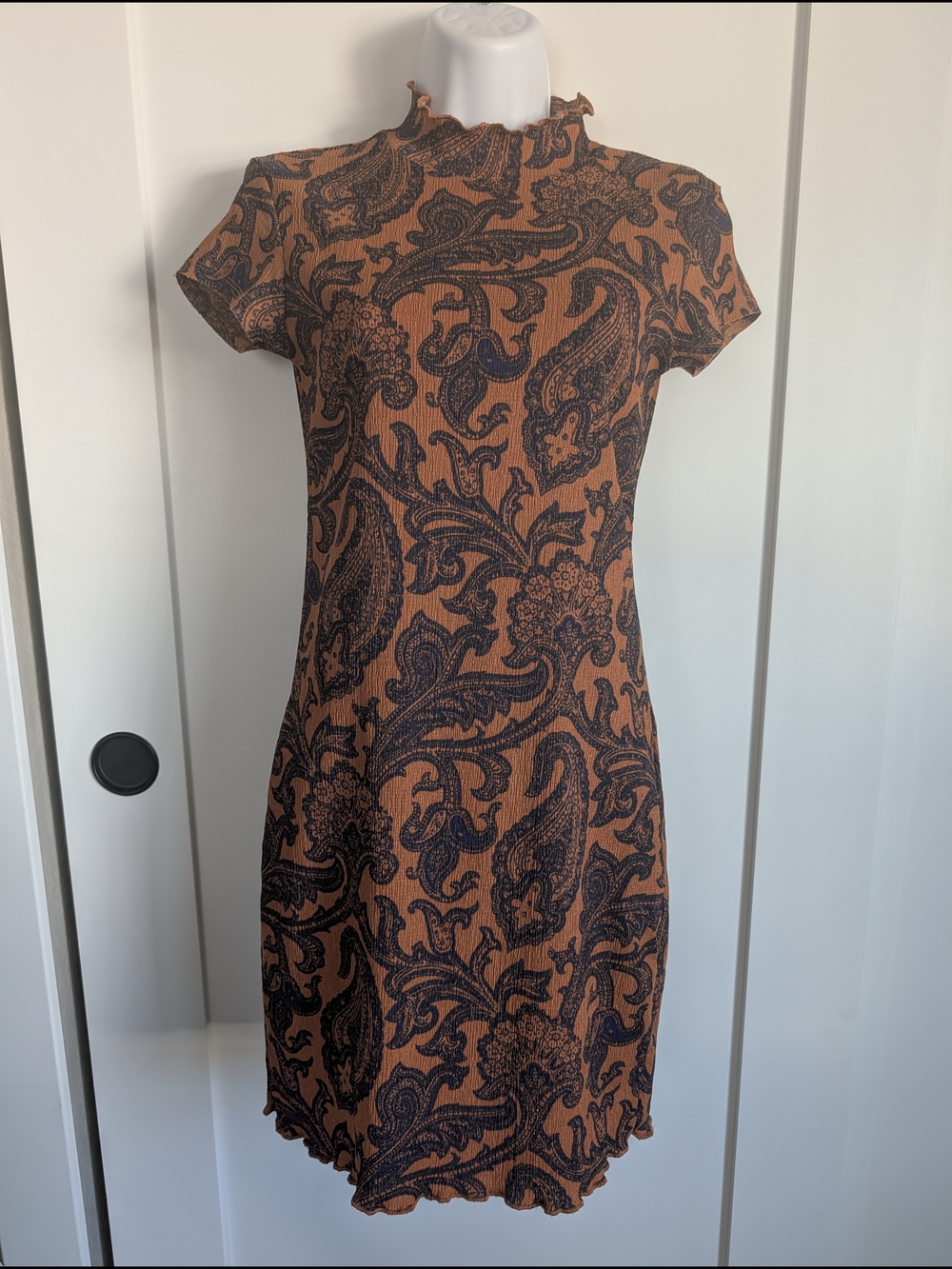 Urban Outfitters Orange Paisley Mock-Neck Mini